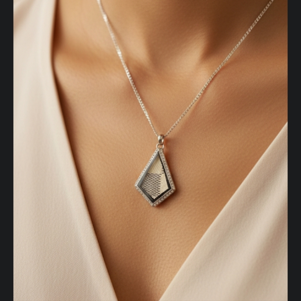 Origami Owl Azur Damier Charm Necklace